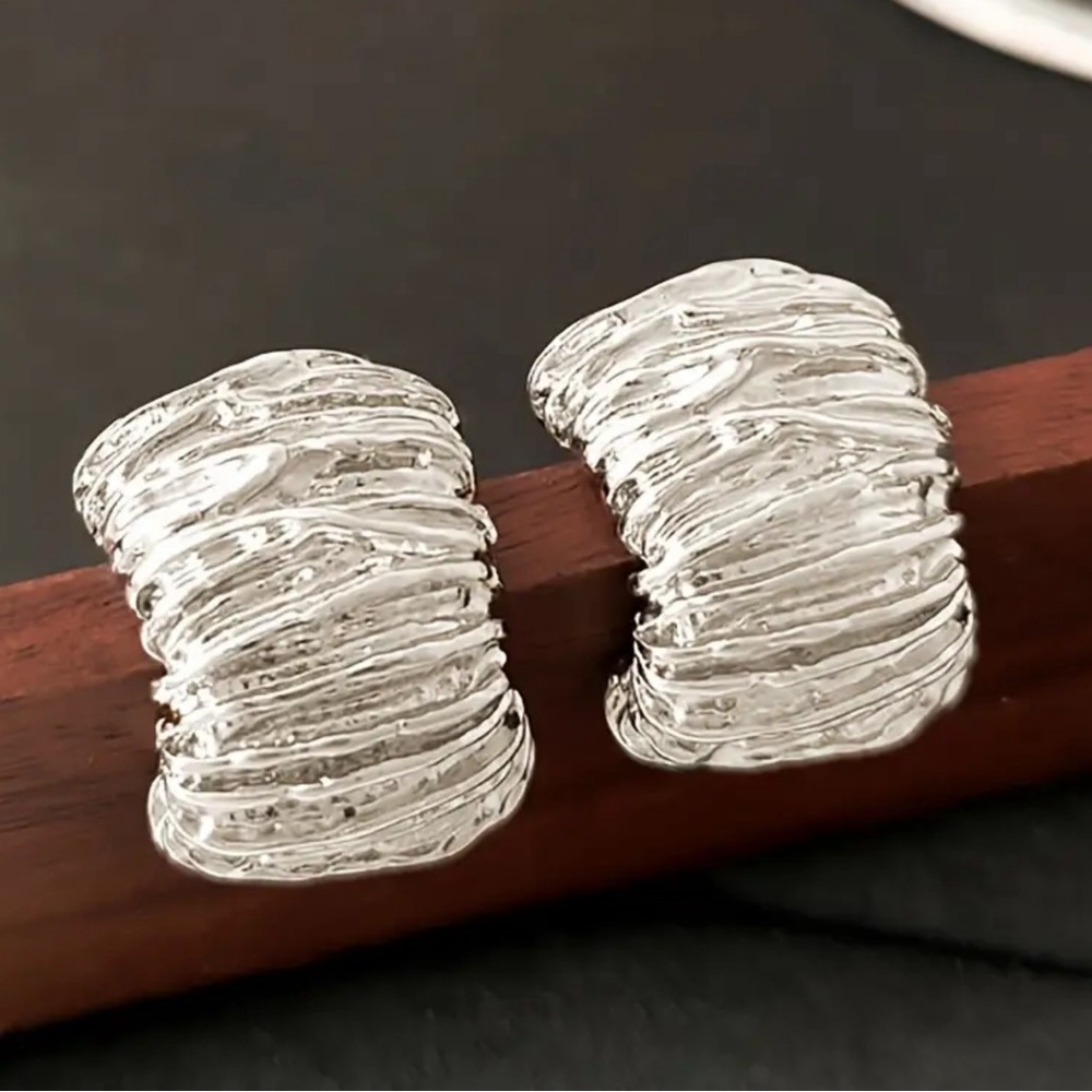 Beautiful Textured Silvertone Earrings